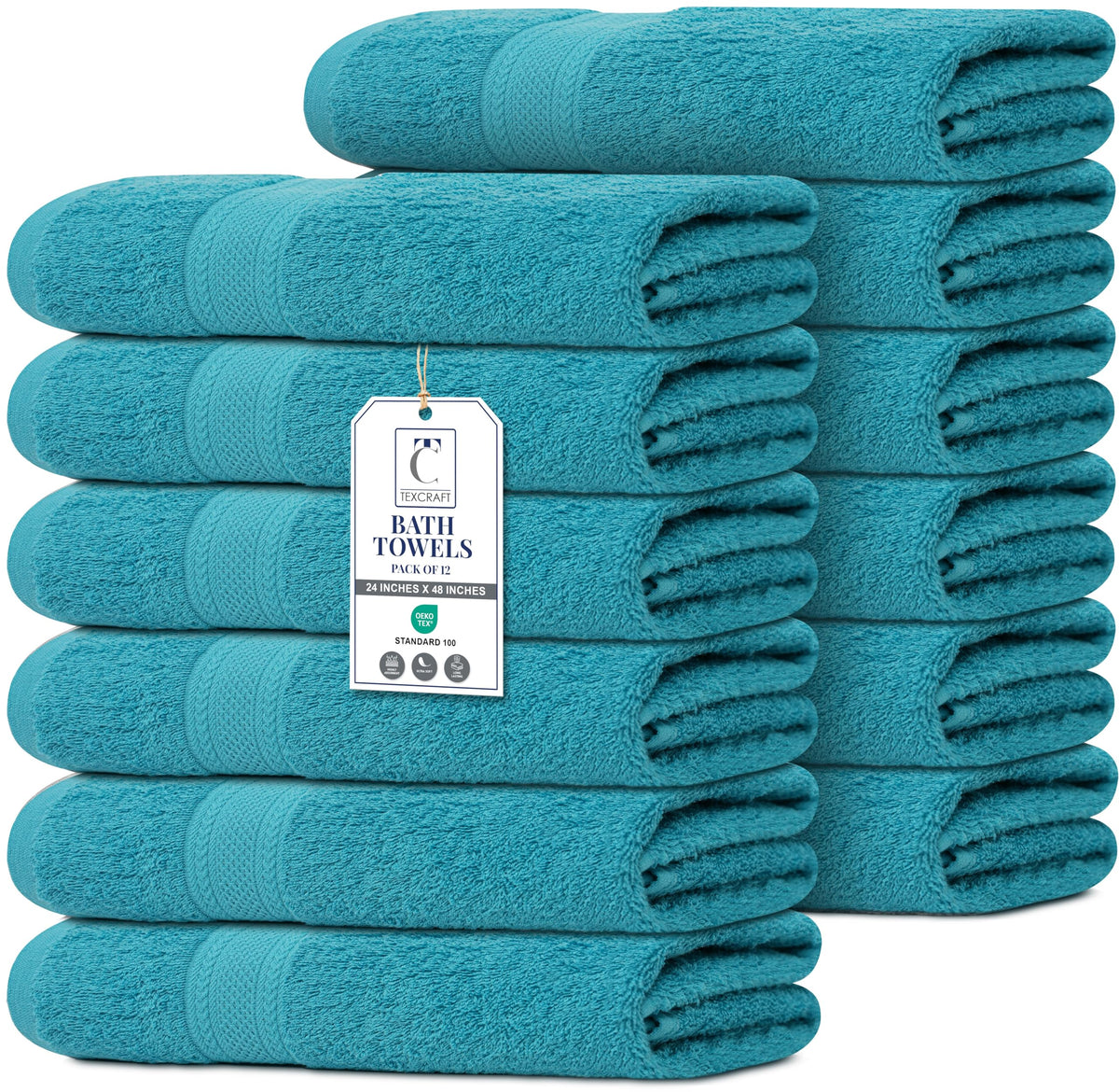 Medium Size Bath Towels Set of 6 – 100% Cotton Terry – 24" x 48" – Quick Dry, Soft & Highly Absorbent – Grey Towels for Bathroom, Gym, Spa, Pool & Daily Use