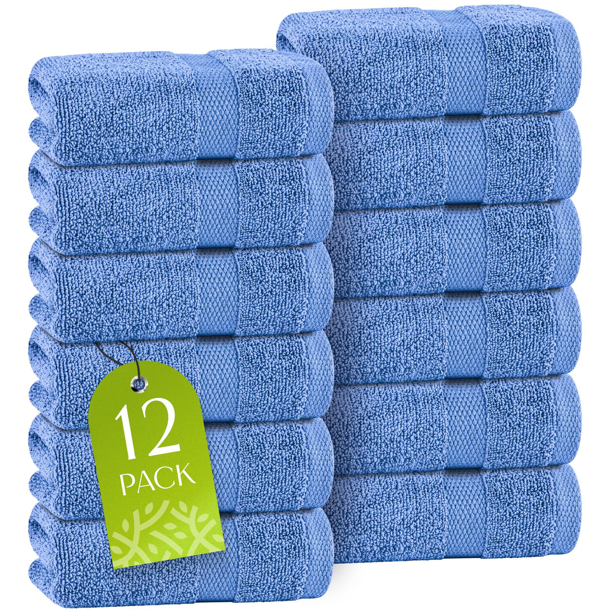 White Bath Towel Set of 6 - 100% Cotton Highly Absorbent Towels for Bathroom, 2 Luxury Bath Towels 650GSM, 2 Hand Towels, 2 Washcloths