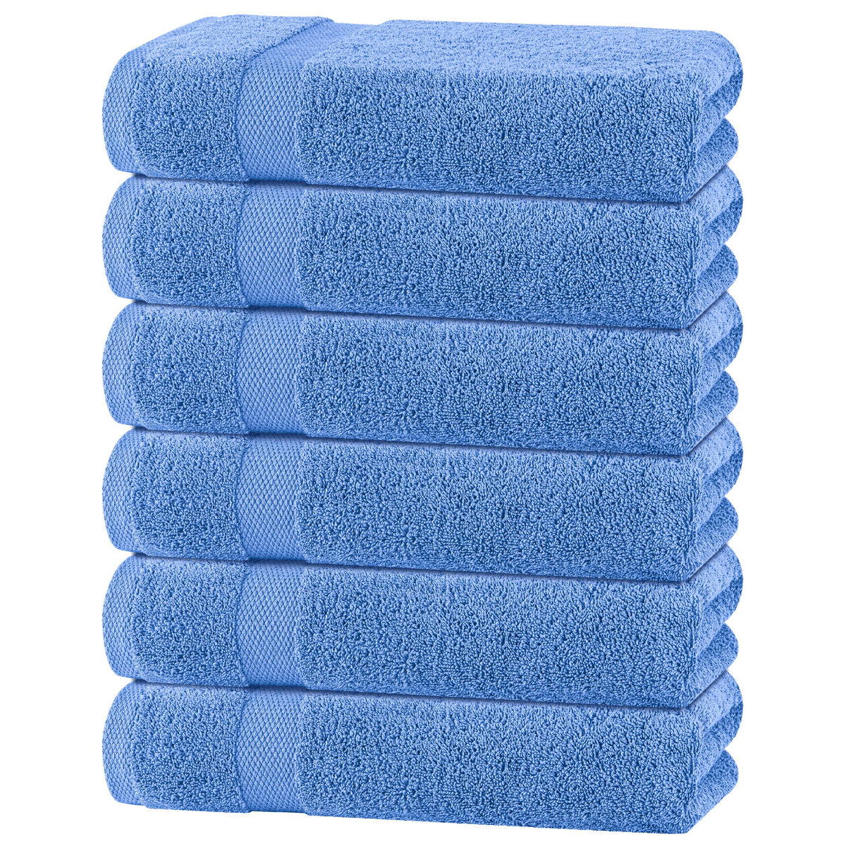 White Bath Towel Set of 6 - 100% Cotton Highly Absorbent Towels for Bathroom, 2 Luxury Bath Towels 650GSM, 2 Hand Towels, 2 Washcloths