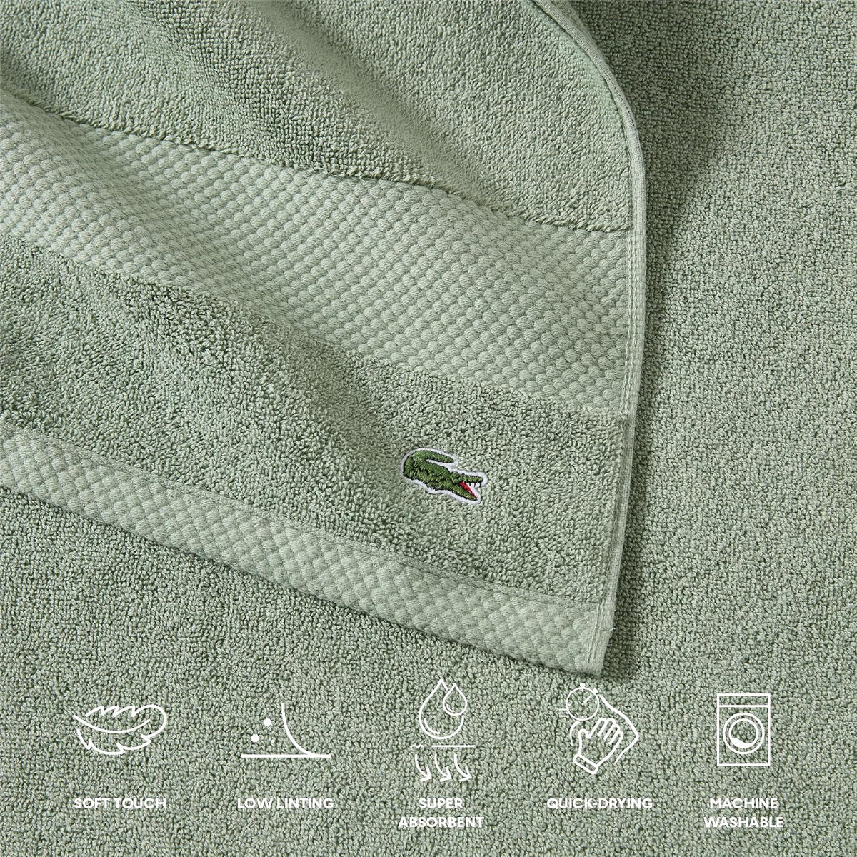 Lacoste Heritage 100% Supima Cotton Bath Towel 30" x 54", Aloe
