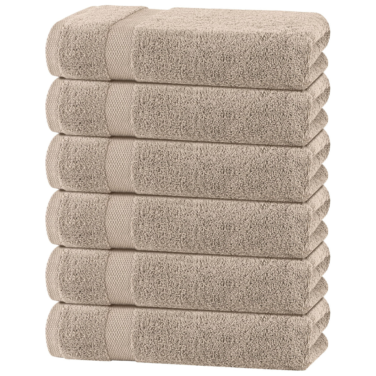 White Bath Towel Set of 6 - 100% Cotton Highly Absorbent Towels for Bathroom, 2 Luxury Bath Towels 650GSM, 2 Hand Towels, 2 Washcloths