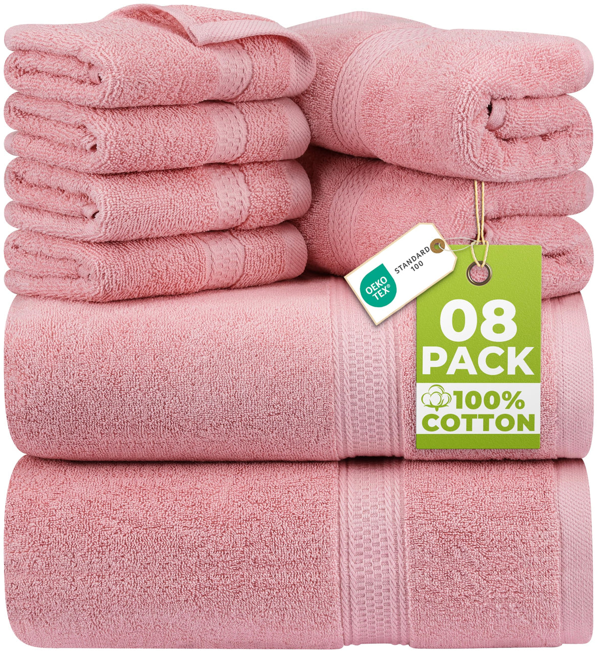 Utopia Towels 8 Piece Majestic Plush Luxury Towel Set, Cotton, Grey