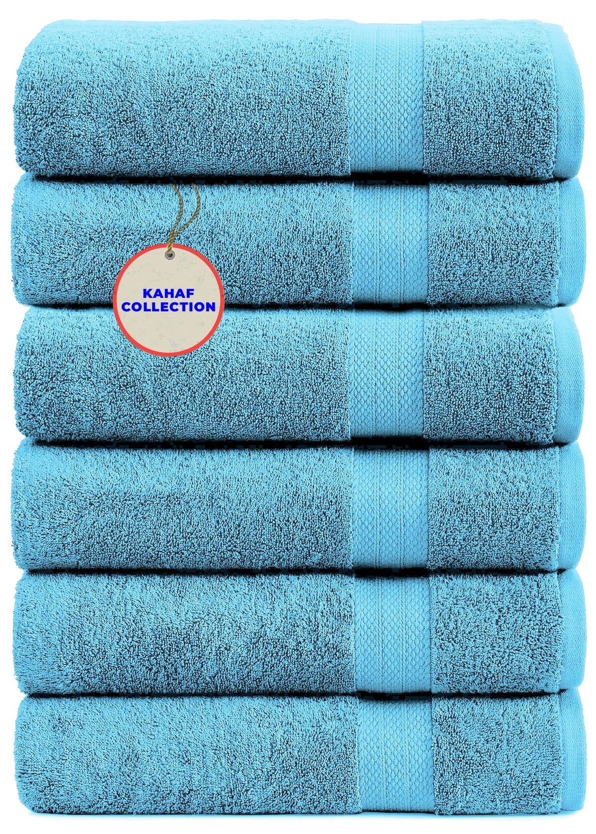 KAHAF COLLECTION 100% Cotton Bath Towels, 24x48 Pack of 6 Towels, Quick Dry, Highly Absorbent, Soft Feel Towel, Gym, Spa, Bathroom, Shower, Pool, Luxury Soft Towels (Grey, 24x48-6 Pack)