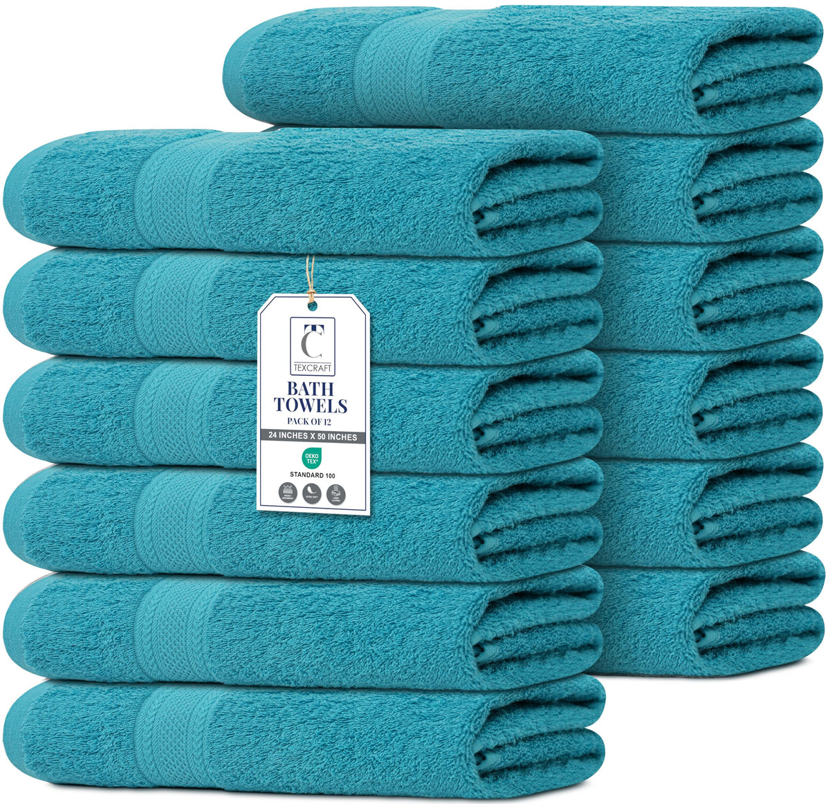 Medium Size Bath Towels Set of 6 – 100% Cotton Terry – 24" x 48" – Quick Dry, Soft & Highly Absorbent – Grey Towels for Bathroom, Gym, Spa, Pool & Daily Use