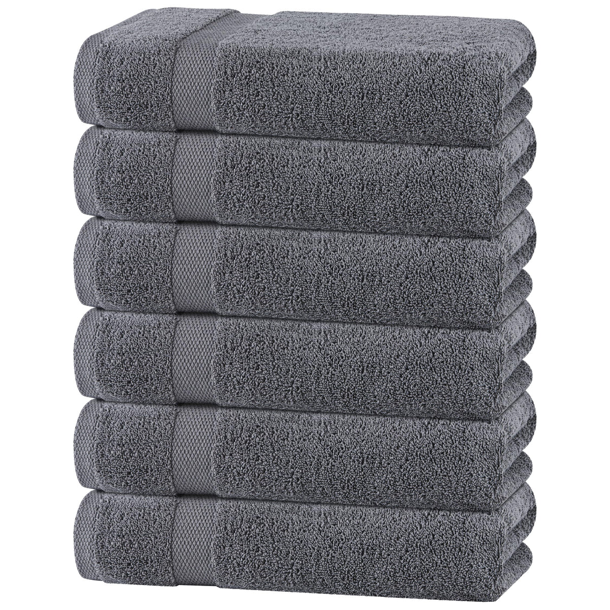 White Bath Towel Set of 6 - 100% Cotton Highly Absorbent Towels for Bathroom, 2 Luxury Bath Towels 650GSM, 2 Hand Towels, 2 Washcloths