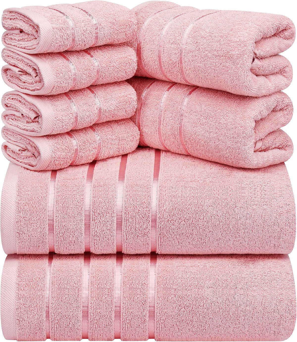 Utopia Towels 8 Piece Luxury Towel Set, 600 GSM, Viscose Stripe, Cool Grey